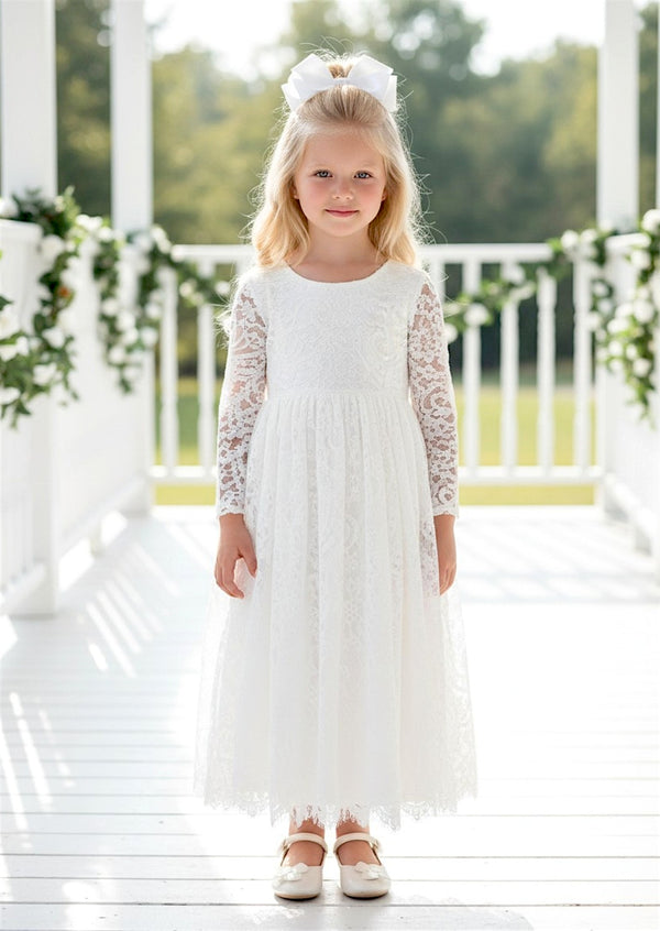 Girls white lace dresses for toddler for weddings