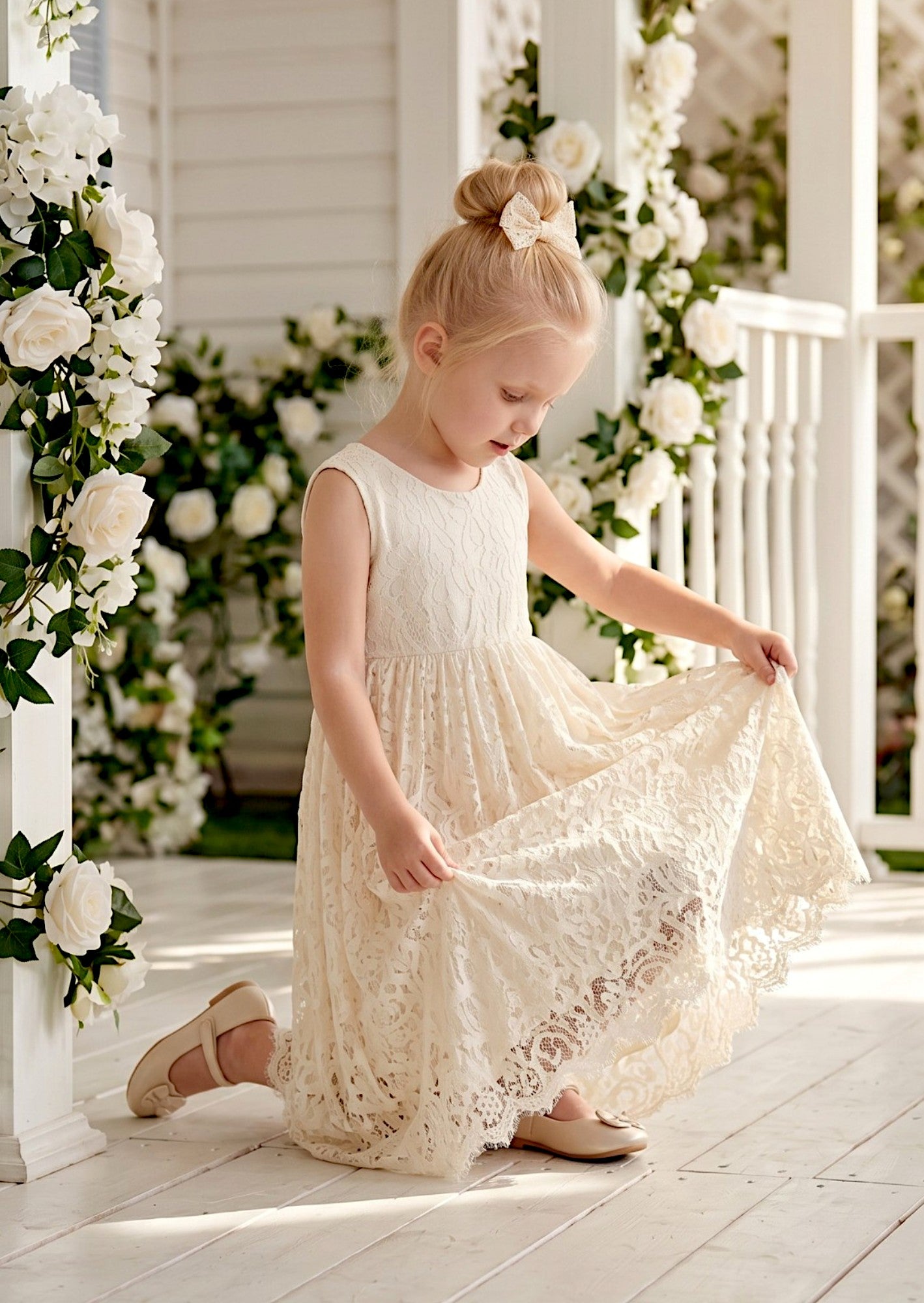 ivory lace flower girl dress