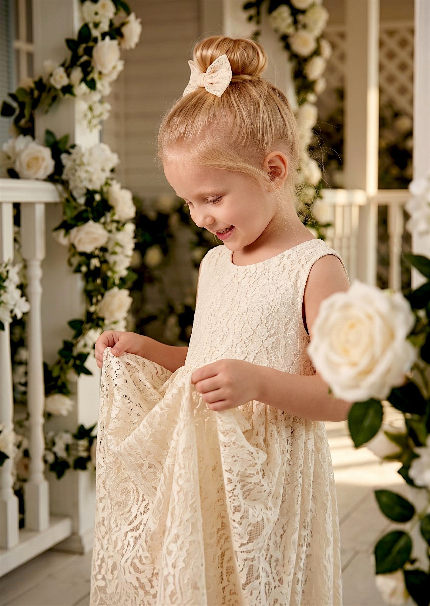 Toddler lace flower girl dress ivory