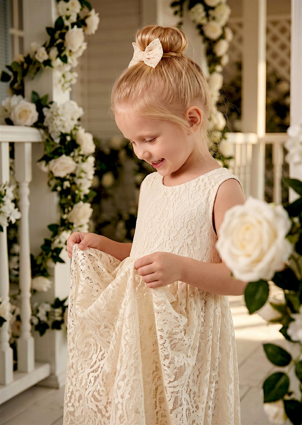 Toddler lace flower girl dress ivory