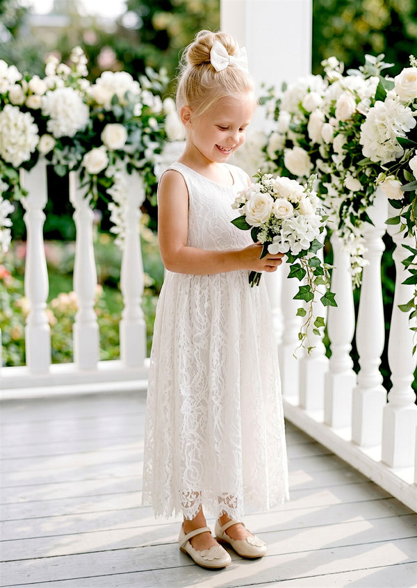 white lace toddler girl dress for weddings