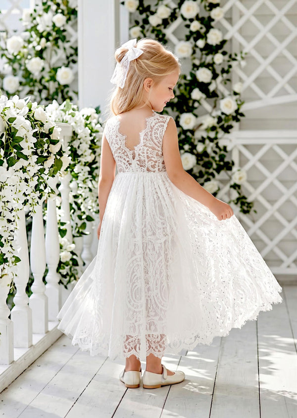 backless white lace flower girl dresses for toddlers