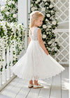 lace flower girl dress white with open back