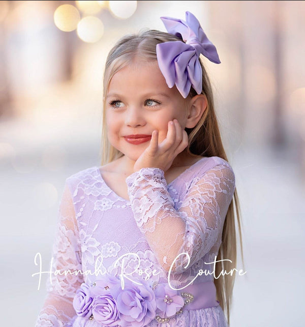 Lavender Satin Layered Hair Bow - 