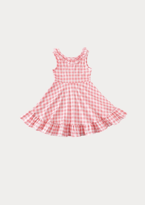 Lily Twirl Dress Pink Check - 