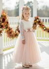long sleeve blush flower girl dresses