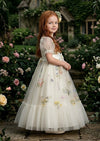Loralei - Custom Floral Tulle Flower Girl Dress with Bow | Made to Order - 
