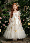 Loralei - Custom Floral Tulle Flower Girl Dress with Bow | Made to Order - 