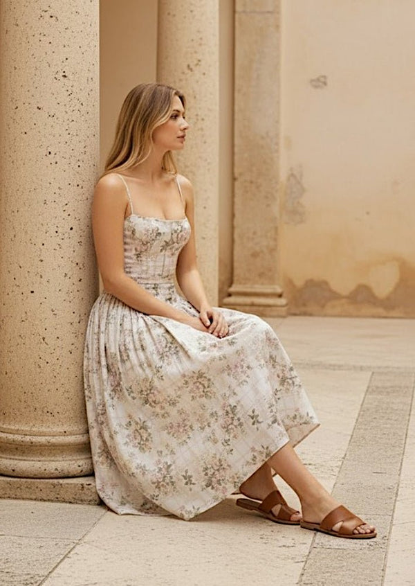 Lotus Dress in Beige - 