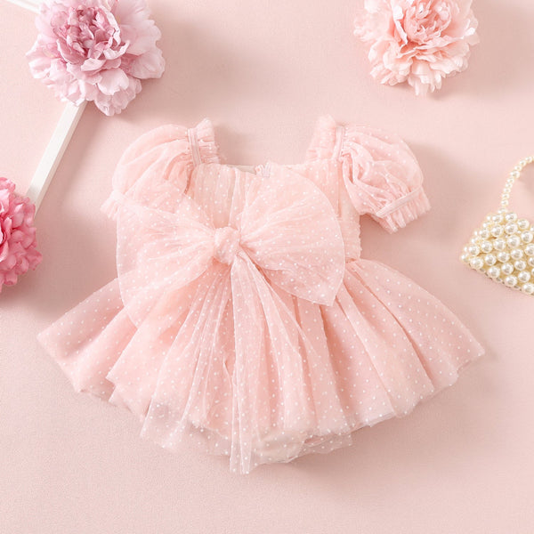 Lullaby Swiss Dot Romper Pink - 