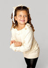 Luxury Handknit Double Ruffle Sweater || Cream - 
