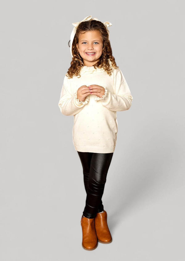 Luxury Handknit Double Ruffle Sweater || Cream - 