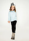 Luxury Handknit Double Ruffle Sweater in Light Blue - 
