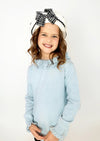 Luxury Handknit Double Ruffle Sweater in Light Blue - 
