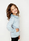 Luxury Handknit Double Ruffle Sweater in Light Blue - 
