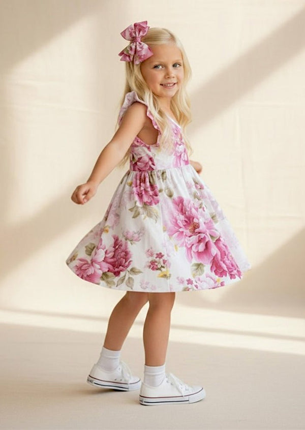 Magenta Floral Cotton Dress - 