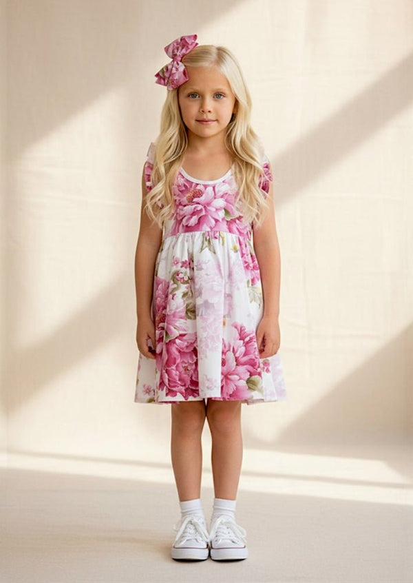 Magenta Floral Cotton Dress - 