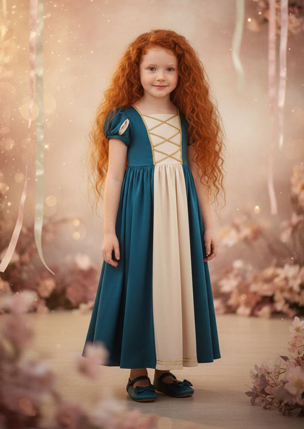Medieval Princess Merida Inspired Costume Dress in Teal - 