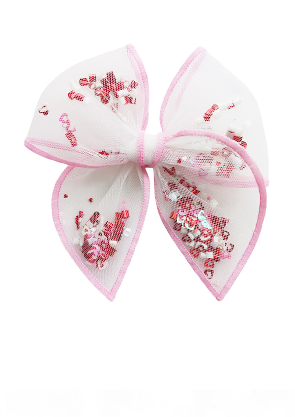 Girls Mini Shaker Bow Pink Hearts