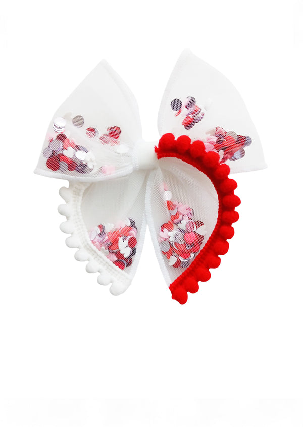 Baby Girl Mini Shaker Bow Red Sequins