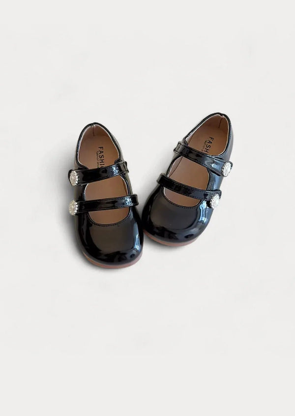 Minuet Double Strap Flats in Black - 