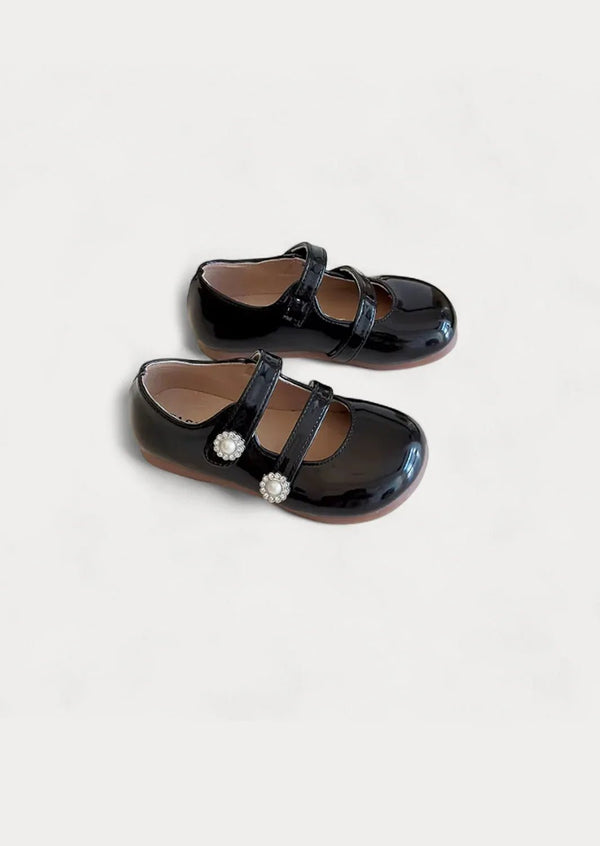 Minuet Double Strap Flats in Black - 