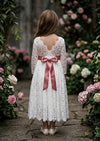 Modern Elegant Lace Flower Girl Dress White - 