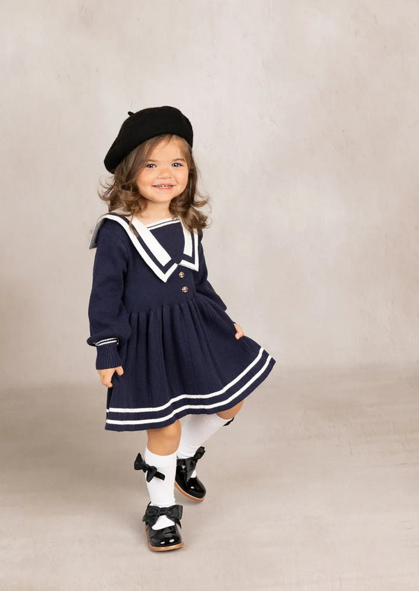 Nora Sailor Sweater Dress || Navy - 
