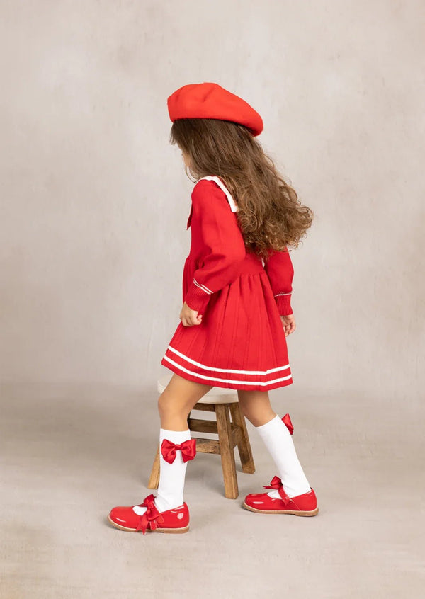 Nora Sailor Sweater Dress || Red - 