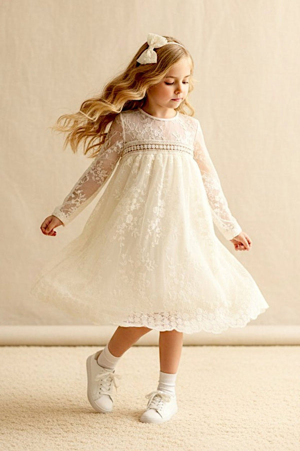 Noralee Beige Lace Dress - Flower Girl Dress