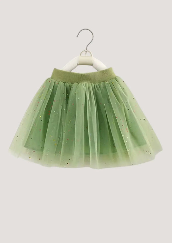 Olive Tutu Skirt with Colorful Sprinkles - 