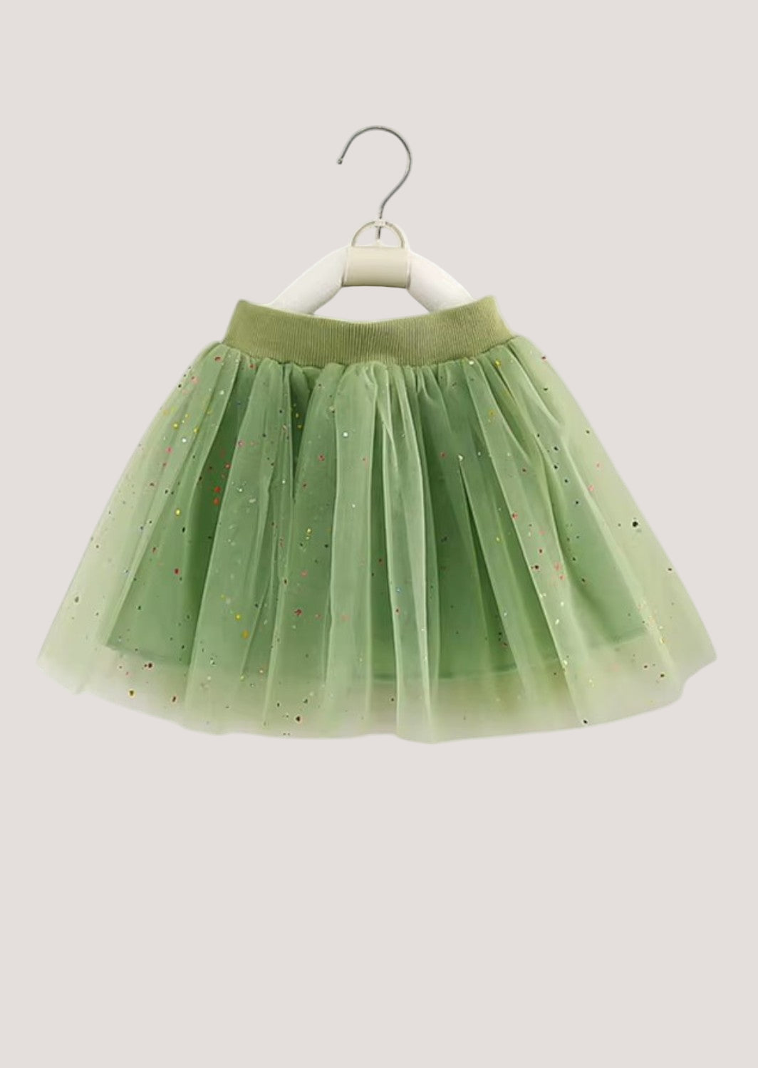 Olive Tutu Skirt with Colorful Sprinkles
