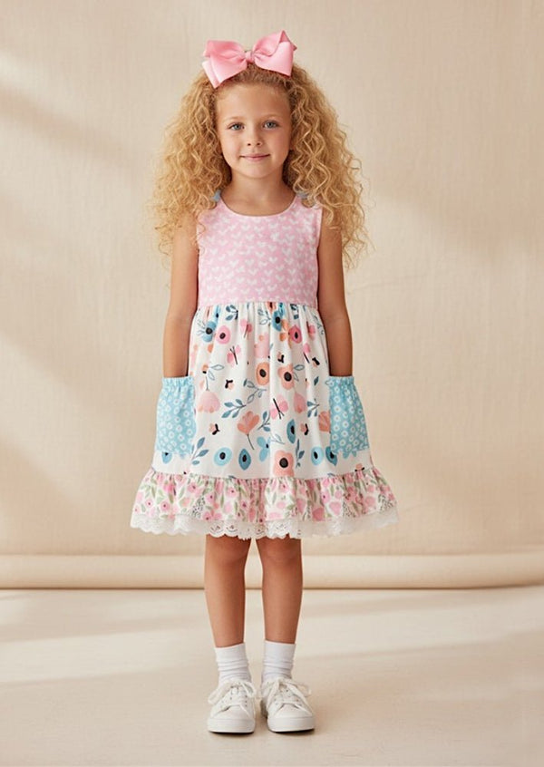 Patchwork Petals Twirl Dress - 