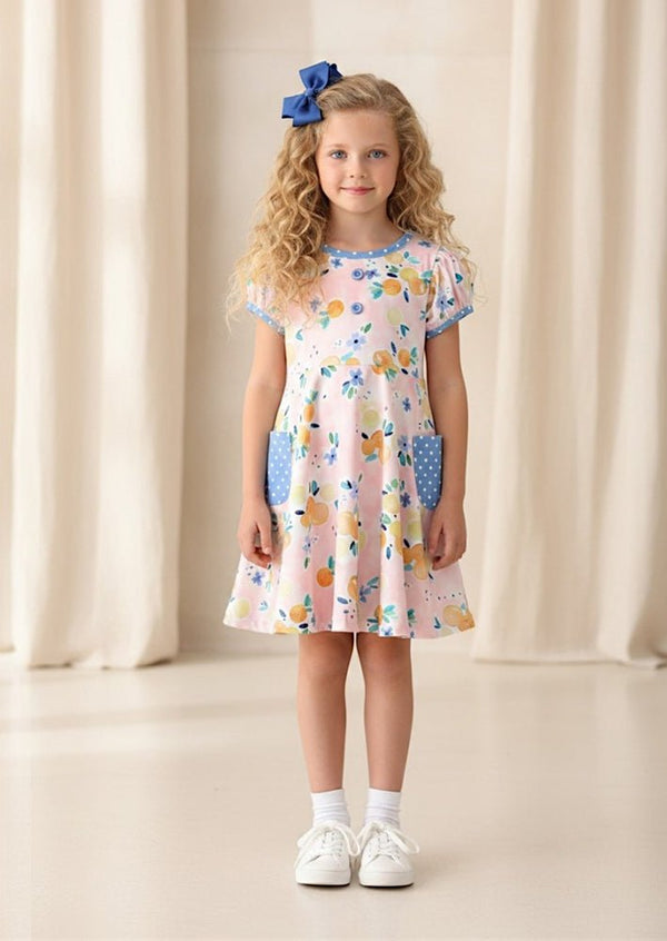Peach Blossoms Polka Dot Twirl Dress - 