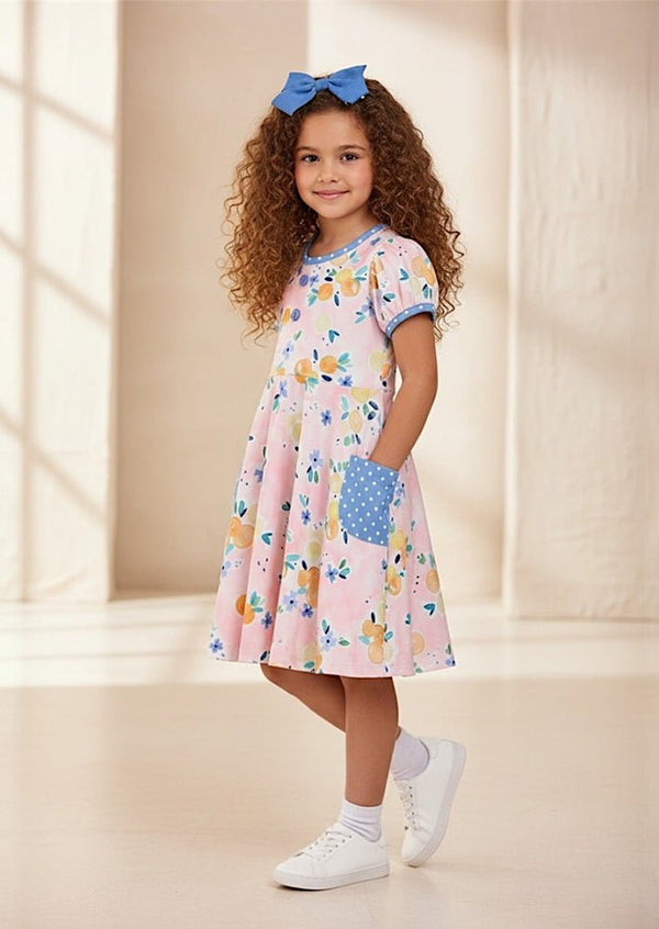 Peach Blossoms Polka Dot Twirl Dress - 
