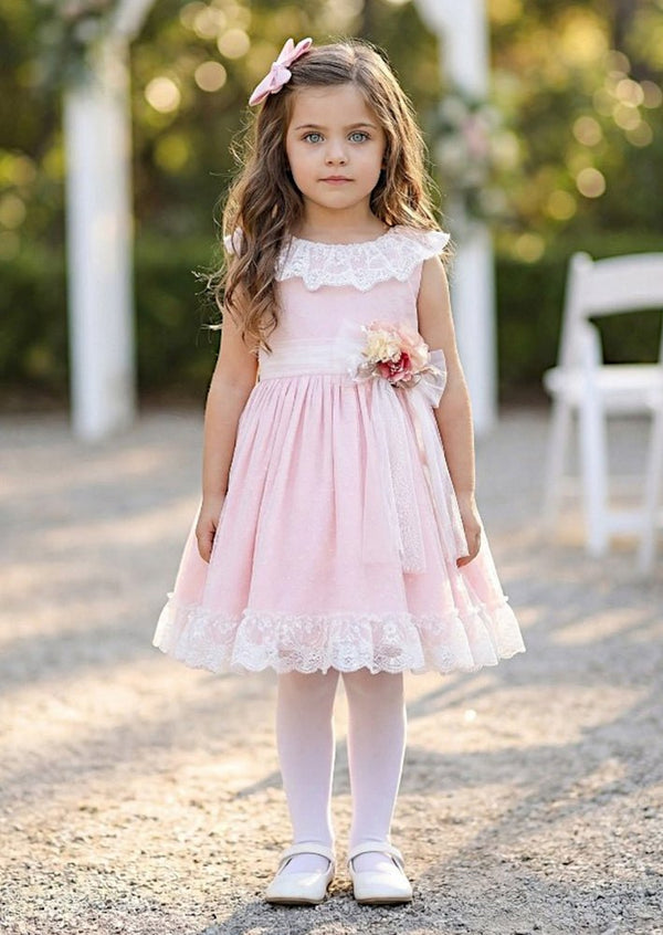 Penelope Pink Knee‑Length Flower Girl Dress - 