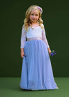 Periwinkle Gown with Feathered Lace Back - 