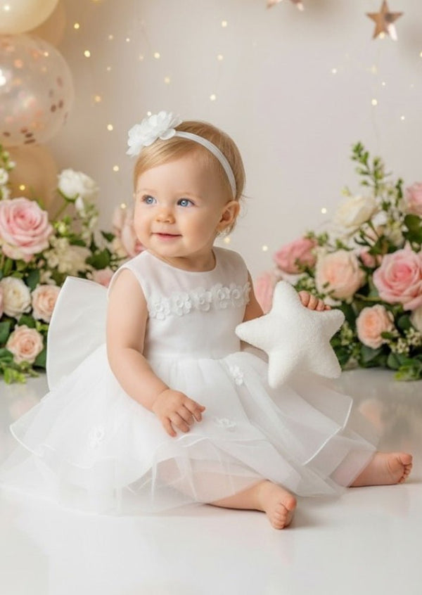Petit Flowers Birthday Dress White - 