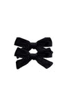 Velvet Pigtail Bow 2Pc Set Red Navy Black