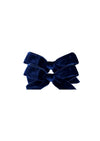 Velvet Pigtail Bow 2Pc Set Red Navy Black