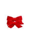 Velvet Pigtail Bow 2Pc Set Red Navy Black