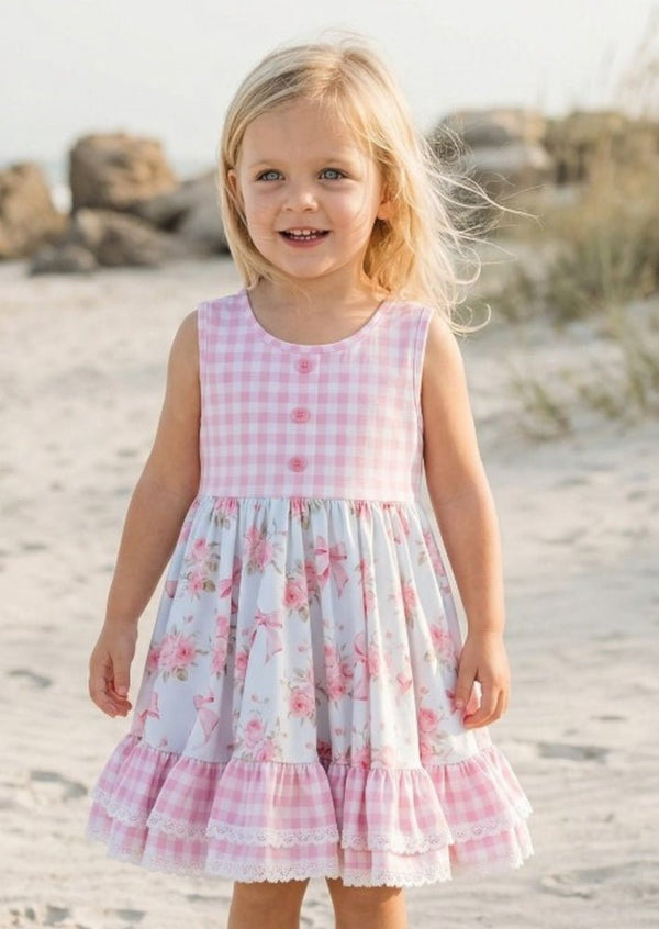 Pink Cottage Roses Twirl Dress - 