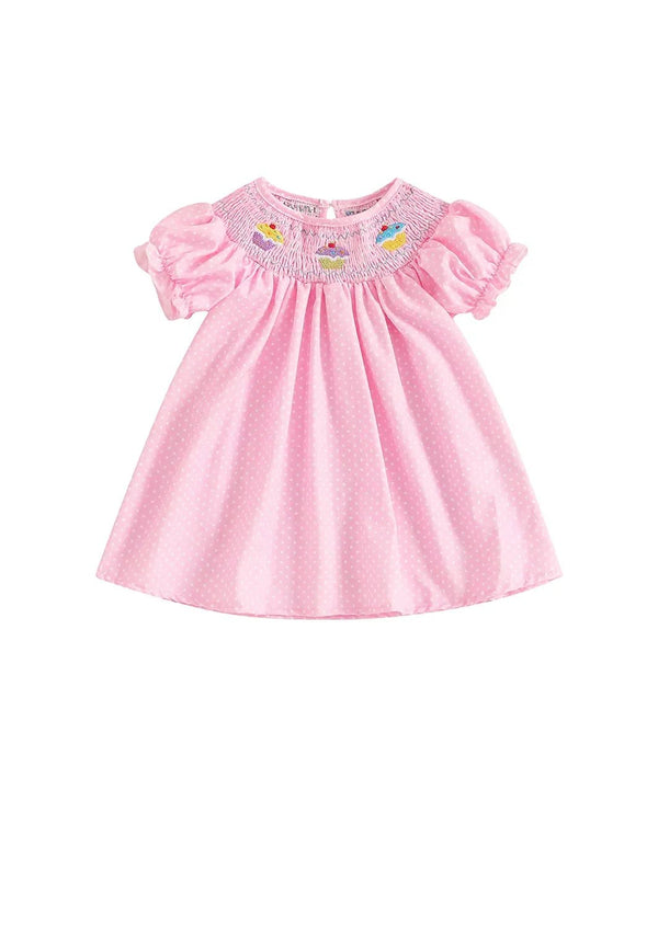 Pink Check Embroidered Baby Girl Birthday Romper