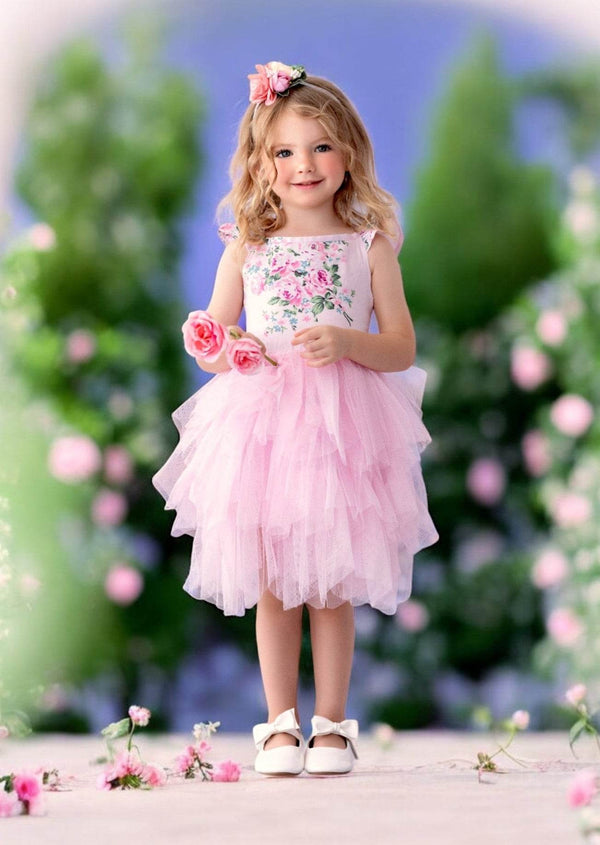 Pink Floral Tutu Dress - 