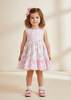 Pink Gingham & Floral with Lace Dress - 