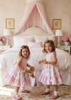 Pink Gingham & Floral with Lace Dress - 