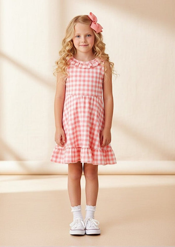 Pink Gingham Ruffle Twirl Dress - 