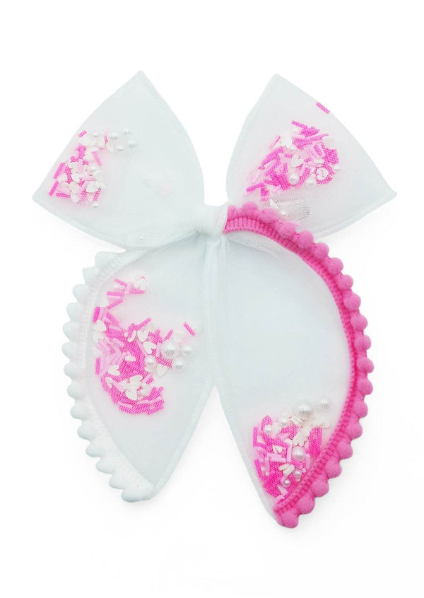 Pink Hearts Shaker Bow - 