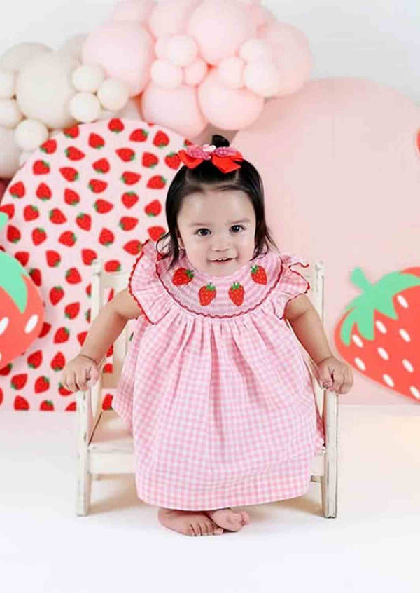Pink Strawberry Smocked Dress Pink Strawberry Smocked Dress