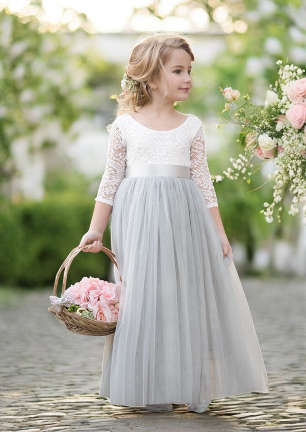 Gray Fairytale Flower Girl Dress